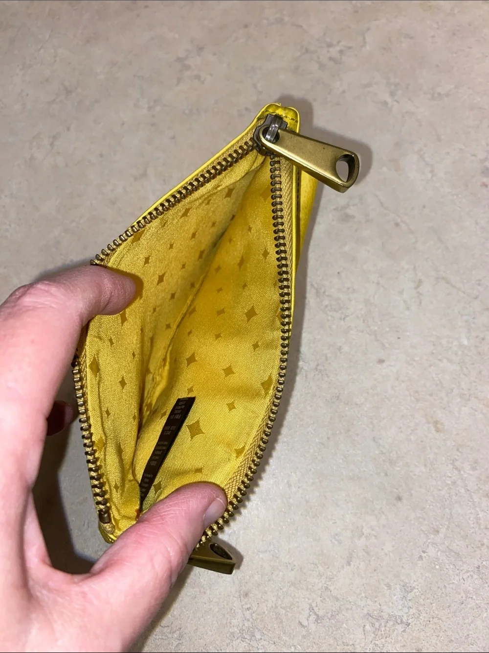 Fossil Bright Yellow Emory Leather Zip Pouch Wallet